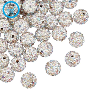100 Pieces 10MM Rhinestone Polymer Clay Crystal round Shamballa Beads for DIY Ea - Picture 1 of 12