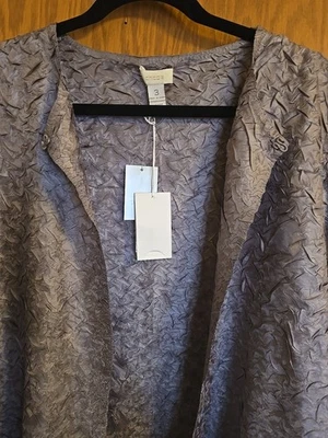 Chico's Women's Taupe Silver Crepe Travelers Jacket Lightweight EZ Pack Sz 3 NEW - Image 1 of 4