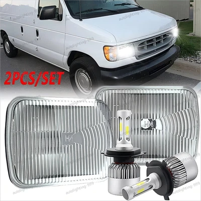 Par de faros LED H4 7X6" 5X7" aptos para Ford E-100 E-150 E-250 E350 Econoline Foto 1 de 4