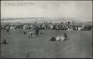 Photochrom - 'J H Taylor Putting on the 18th Green at St Andrews' (c1905) - U... - Picture 1 of 2