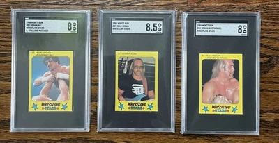Monty Gum Hulk Hogan Wrestling Stars 1986 SGC 8 casi nuevo-como nuevo lote #52 #61 #87 PSA WWF Foto 1 de 2