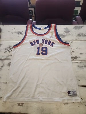 Vtg Willis Reed New York Knicks 50th Anniversary Champion Gold Logo Jersey Sz 52 - Image 1 of 4