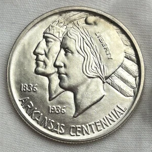 1936-D Arkansas Centennial Commemorative Half Dollar 50c Silver Coin - Picture 1 of 3