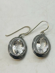 Pendientes O Paz Plata Esterlina Topacio Blanco Ovalados Israel Gota Cuelgan Facetados QVC - Imagen 1 de 14