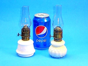 VINTAGE ''LITTLE DUCHESS'' & OTHER MINIATURE OIL LAMPS~BOTH W / PAT. 1877 BURNER - Picture 1 of 5