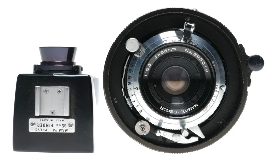 Prensa universal Mamiya-Sekor 1:6,3 f=65 mm gran angular con buscador raro 6,3/65 mm Foto 1 de 4