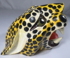 Oaxacan Wooden Carved Jaguar Head - Picture 1 of 18