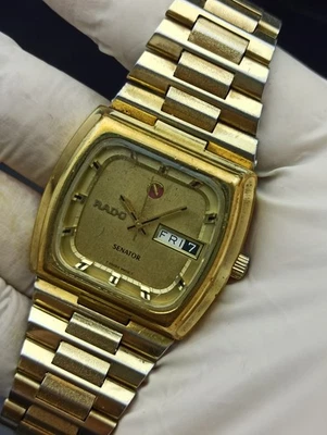 LUXURY RADO SENATOR TV WATCH VINTAGE GOLD PLATED SWISS AUTOMATIC 1970s - Image 1 of 4