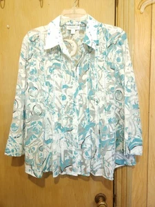 Blusa transparente Coldwater Creek para mujer talla PXL blanca verde plisada - Imagen 1 de 9