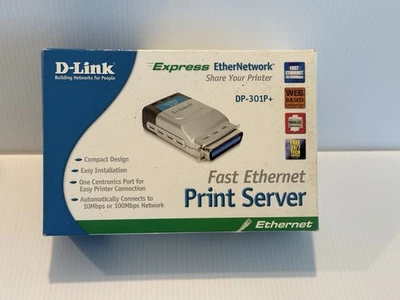 D-Link DP-301P+ Fast Ethernet Print Server • Open Box • Looks New - Image 1 of 3