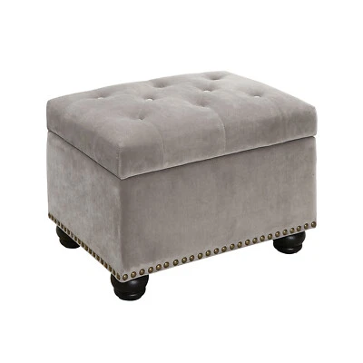 Designs4Comfort 5Th Avenue Storage Ottoman Velvet Light Taupe - Image 1 of 4