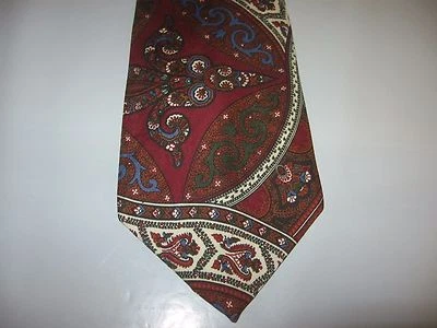 HATHAWAY TIE 57 x 3.75 Red Orange Beige Blue SILK Necktie (12828)  - Image 1 of 4
