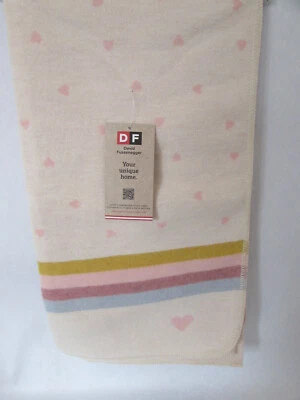 Manta Bebé David Fussenegger Lanzar Corazones Rayas 28" X 36" Austria Reversible Foto 1 de 4