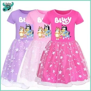 Bluey Kids Girls Princess Dress Summer Skirt Kids Party Birthday Dress Gift 3-11 - Picture 1 of 27