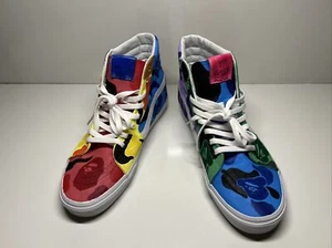 Vans Custom Sk8 Hi Painted By Bass Customs Size 12 US 11 UK Mint Never Worn - Picture 1 of 21