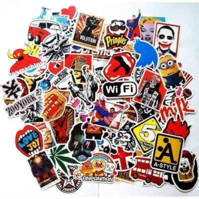 200 Pack Random Vinyl Skateboard Decals Graffiti Stickers Bomb Skate Laptop Lot