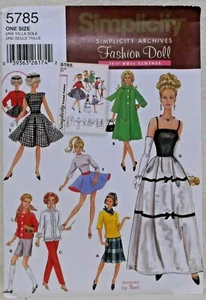 Ropa de muñeca Barbie con patrón de archivos Simplicity #5785 11 1/2" talla - Imagen 1 de 2