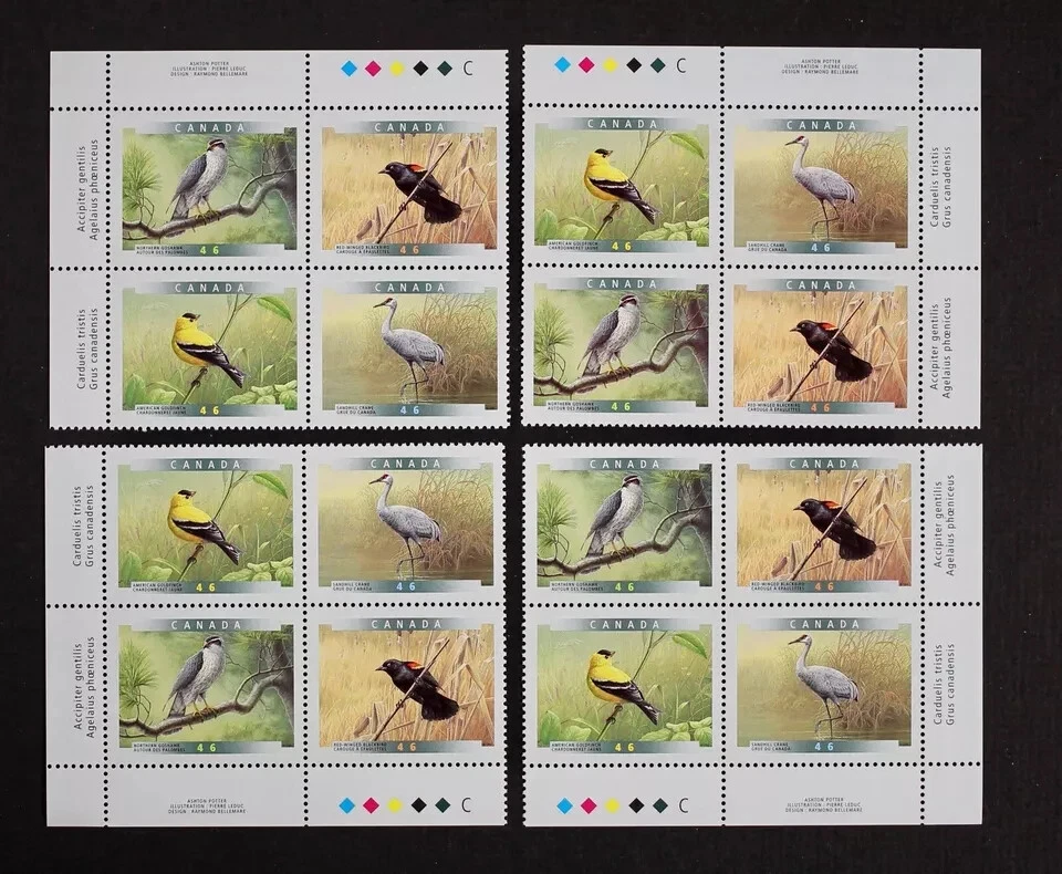Canada - Scott 1770-1773 - Matched Set of Plate Blocks - Birds - 1999 - Image 1 of 1