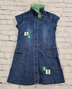 MICHIGAN STATE GIRLS SIZE 8 Faded Glory Denim Overall Dress Blue Embroidered - Picture 1 of 10