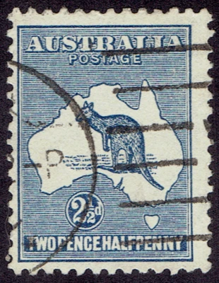 AUSTRALIA - 1915 - KANGAROO & MAP 2 1/2p Dk Blue - Sc #39 - Used VF - Image 1 of 2