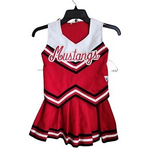 Varsity Cheerleading Uniform Top & Skirt Size Youth Medium Red White  Mustangs