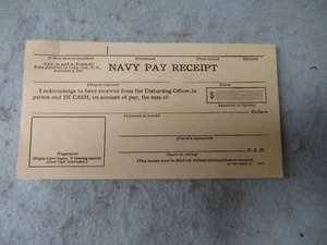 WWII US Navy Pay Receipt Document Never Used 1943 WW2 - Picture 1 of 4