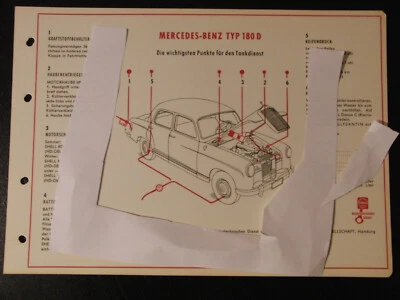 Shell Schmierplan Mercedes Benz Typ 180 D Serviceplan Schmieranweisung 1959 - Bild 1 von 4