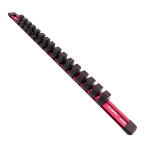 ABN Red Aluminum SAE 1/2" Inch Drive Socket Organizer Tool Holder Rail & Clips - Picture 1 of 8