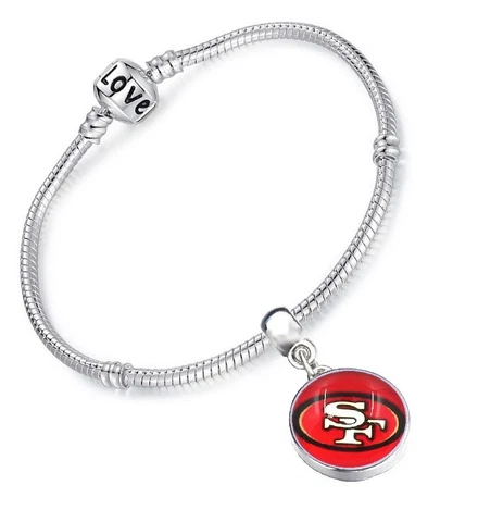 San Francisco 49ers Womens Sterling Silver Snake Link Bracelet Football Gift D13 Cover