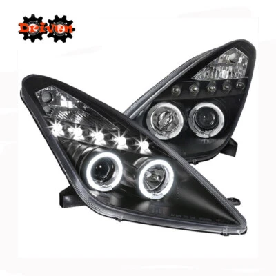 For 2000-2005 Toyota Celica Black Clear Projector Headlights LED DRL Halos - Image 1 of 4