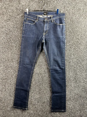 Pantalones de mezclilla azules para mujer talla 14 ajustados calce regular elástico botón cremallera mosca de Asos Foto 1 de 4