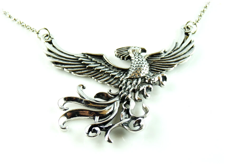 Phönix Anhänger H.Potter HQ mit Halskette hart-versilbert antik finish AndreSi ® - Bild 1 von 3