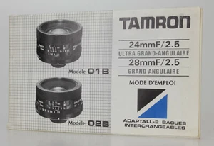Mode d'emploi Pour Objectif Tamron 24mm 2.5 / 28mm 2.5 d'origine (Réf#V-660) - Imagen 1 de 4