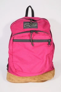 Mochila de Colección Jansport EE. UU. Borgoña Gamuza Cuero Parte Inferior Bolso para Libros Rojo - Imagen 1 de 11