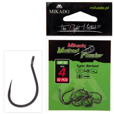 10 x Mikado MF13 Methodfeeder Fishing Hooks with Eye Bream Hook Carp Hooks - Image 1 of 3