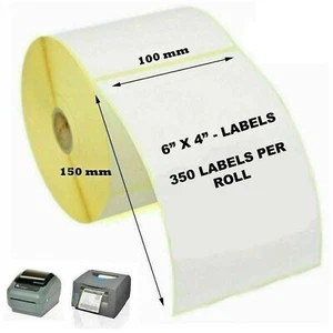 4x6" 150 x 100mm Direct Thermal Labels 500 / Roll Zebra Strong Adhesive White - Picture 1 of 5