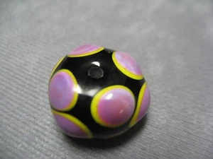 Black with Lavender American Lampwork Glass Beads 15 x 22 Rondelle - Picture 1 of 4