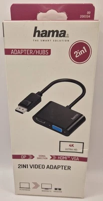 Video Adapter 2in1 Displayport-Stecker DP auf VGA HDMI-Buchse Ultra-HD 4K Hama - Bild 1 von 4