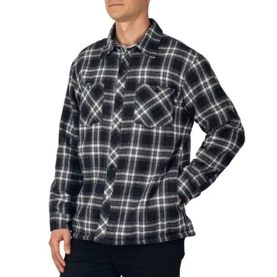 Alpine Swiss Josh Mens Fleece Flannel Jacket Warm Snap Button Plaid Shacket - Image 1 of 4