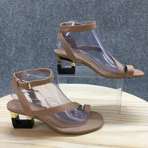 NEW Alfani Sandals Womens 8.5 M Coreena Casual Square Heels Ankle Strappy Brown - Picture 1 of 16