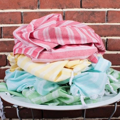 Beach Striped Cotton Towel 40x70 Inc – Quick Dry Bath Blanket Turkish Peshtemal - Image 1 of 4