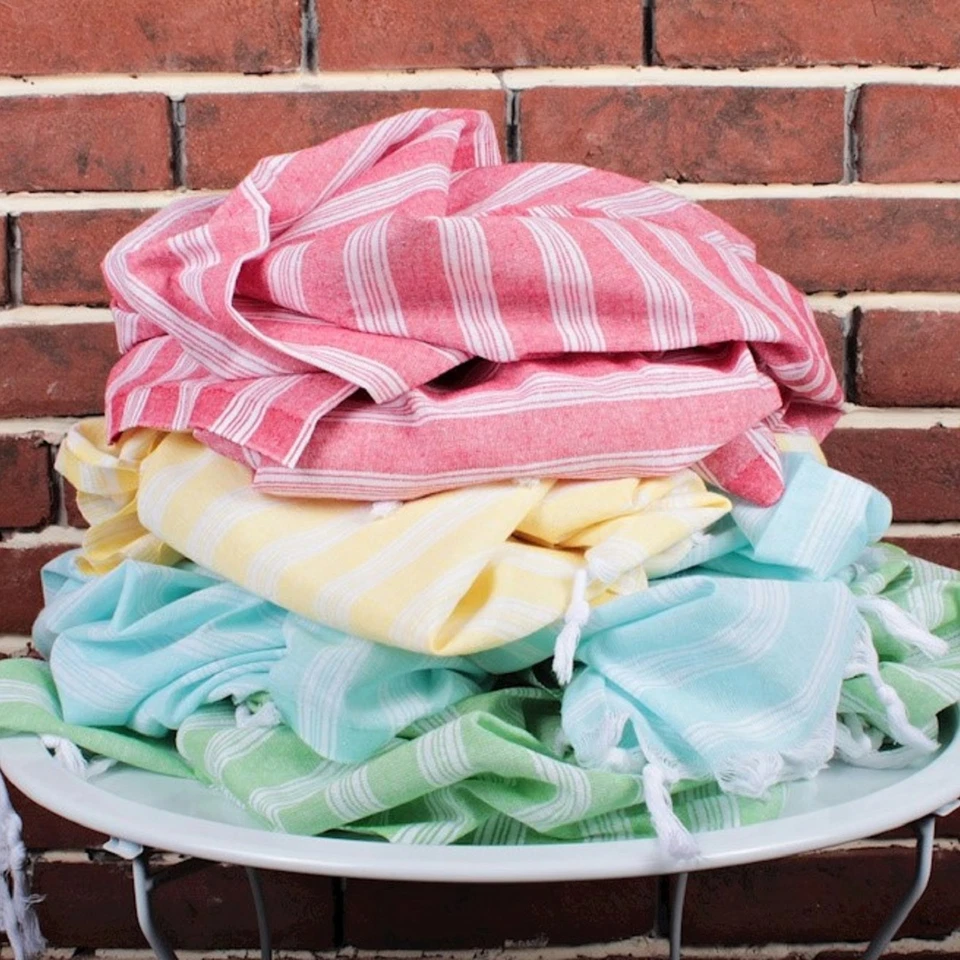 Beach Striped Cotton Towel 40x70 Inc – Quick Dry Bath Blanket Turkish Peshtemal - Image 1 of 4