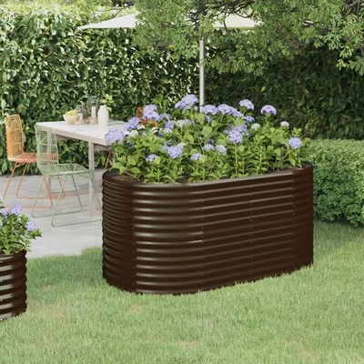 Brown Powder-Coated Steel Garden Planter 152x80x68cm Large Outdoor XL Raised Bed - Image 1 of 4