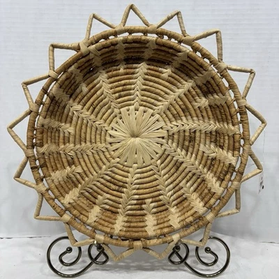 NWT Pier 1 Rattan Wicker Tray Plate Basket Wall Decor Boho Round 13" - Image 1 of 4