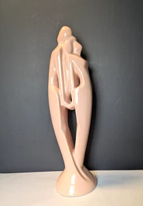 Haeger Lovers Redezvous Embrace Art Deco MCM Statue Figurine Peach Pink 20" - Picture 1 of 9