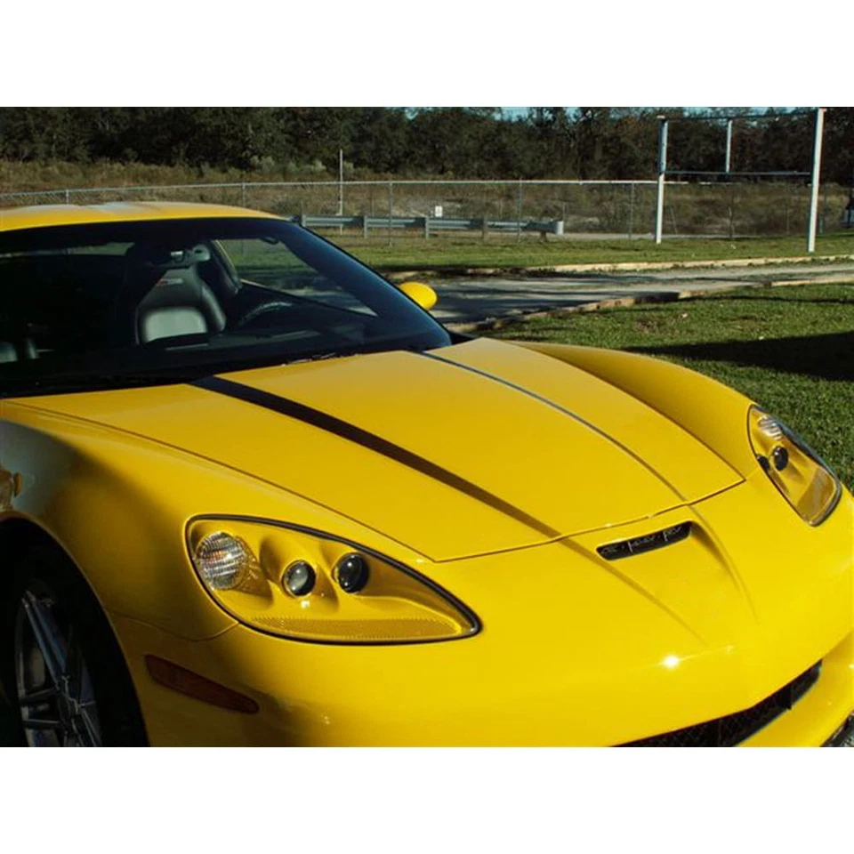 2pc Black Vinyl Fade Hood Graphic for 2005-2013 Chevy Corvette C6 - Image 1 of 4