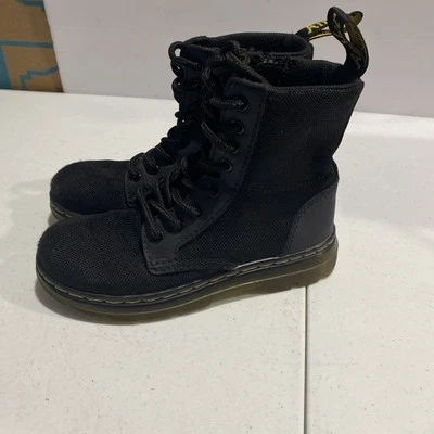 Botas Doc Dr Martens Peines J Combat Con Cordones Negro Lona Cremallera Jóvenes Niños Talla 12 Foto 1 de 4