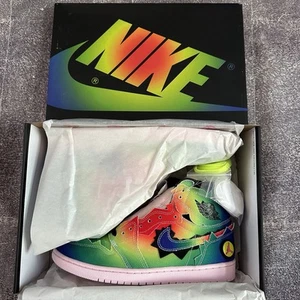 DS 2020 Hombre Nike Air Jordan 1 X J Balvin Tie Dye Arco Iris Talla 9.5 (DC3481-900) - Imagen 1 de 8