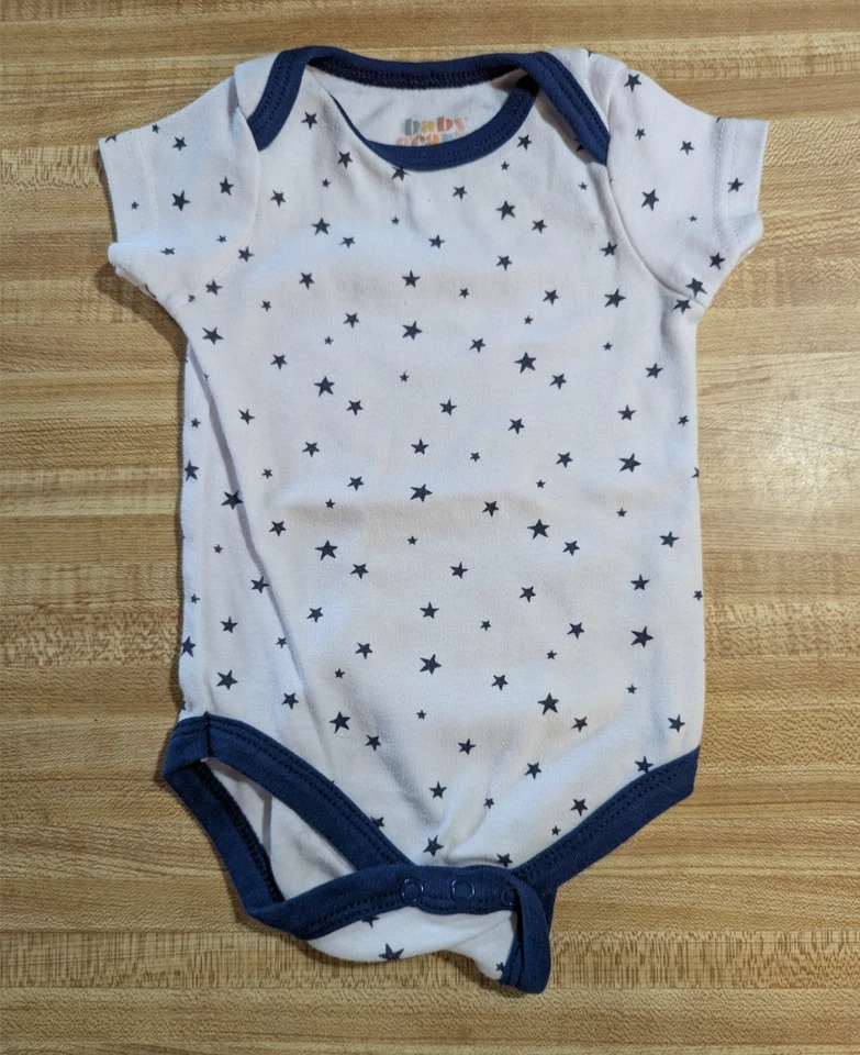 Body Baby Gear Niños Talla 6-9 Meses Mezcla Algodón Manga Corta Blanco Estrellas Foto 1 de 1
