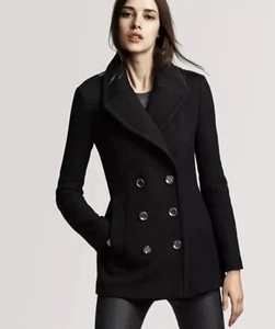 Burberry London Brit Tumblebridge, Double Breast Pea Coat . Black Size 8 ! - Picture 1 of 7